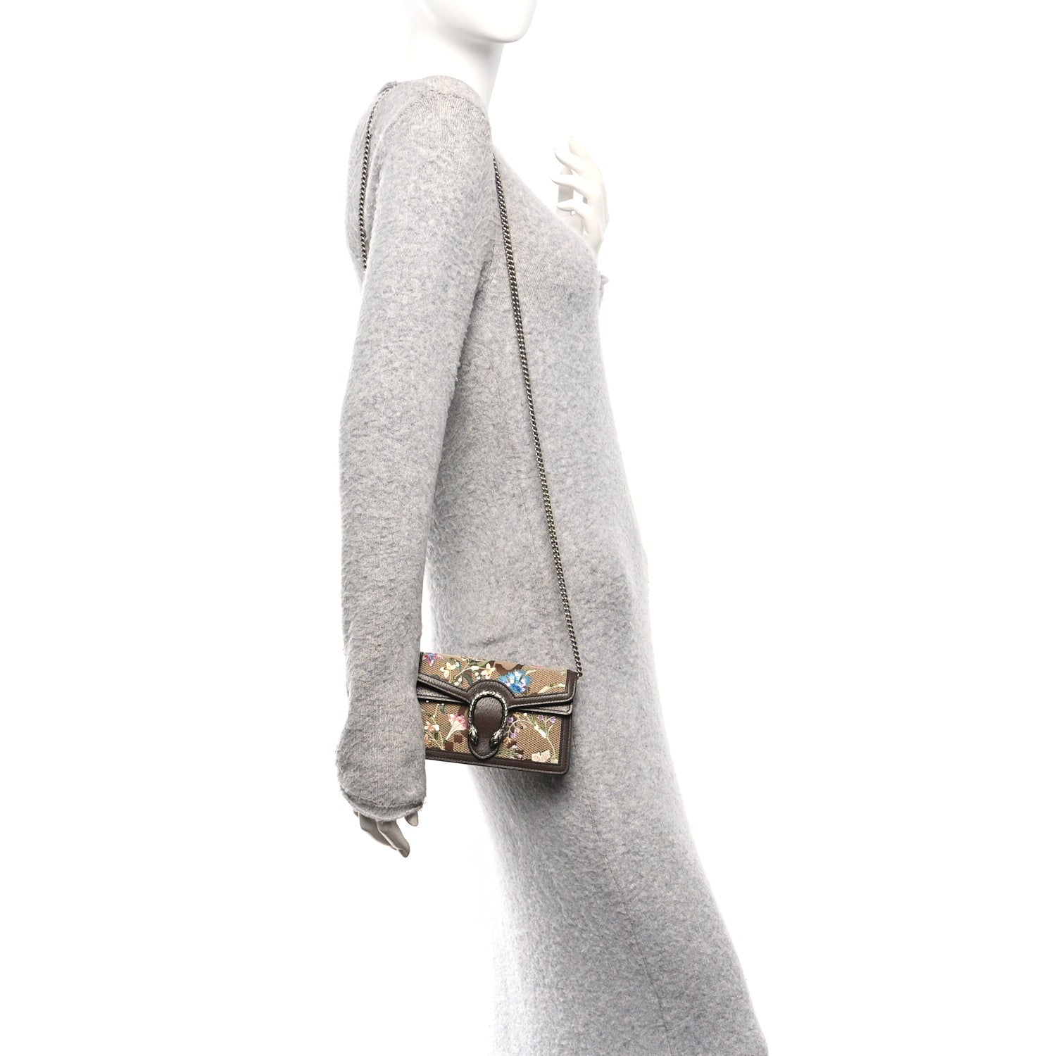 Gucci Monogram Jumbo GG Textured Dollar Calfskin Embroidered Super Mini Dionysus Shoulder Bag Camel Ebony New Acero Multicolor 2 of 10