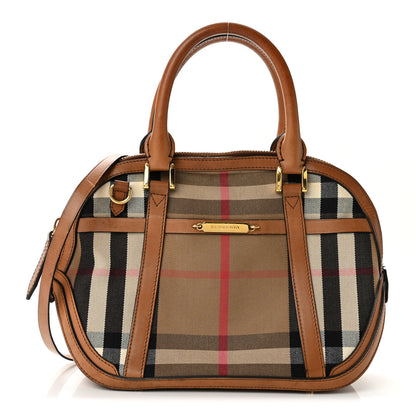 Burberry Bridle Calfskin House Check Small Orchard Bowling Bag Brown Ochre 1 of 14