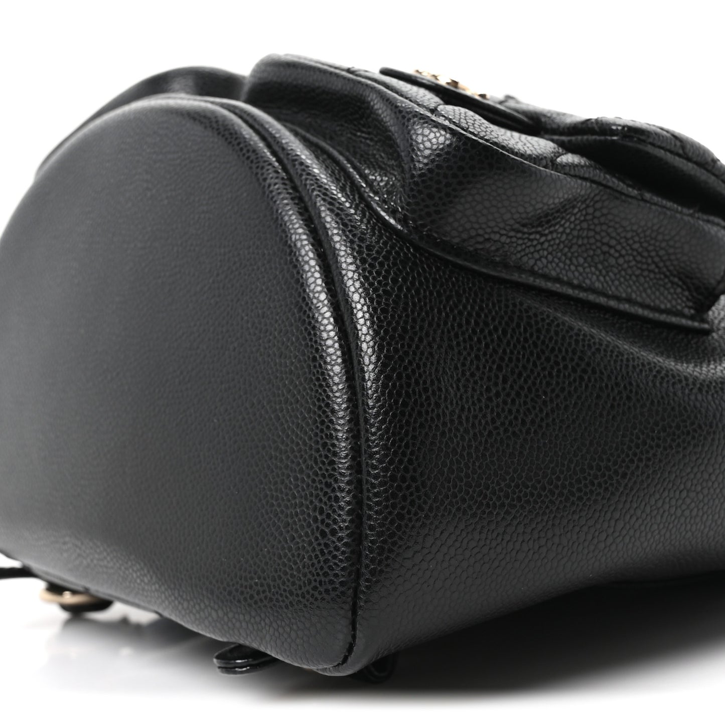 Shiny Caviar Quilted Medium Duma Pockets Drawstring Backpack Black