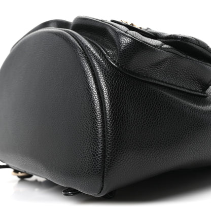 Chanel Shiny Caviar Quilted Medium Duma Pockets Drawstring Backpack Black 9 of 10