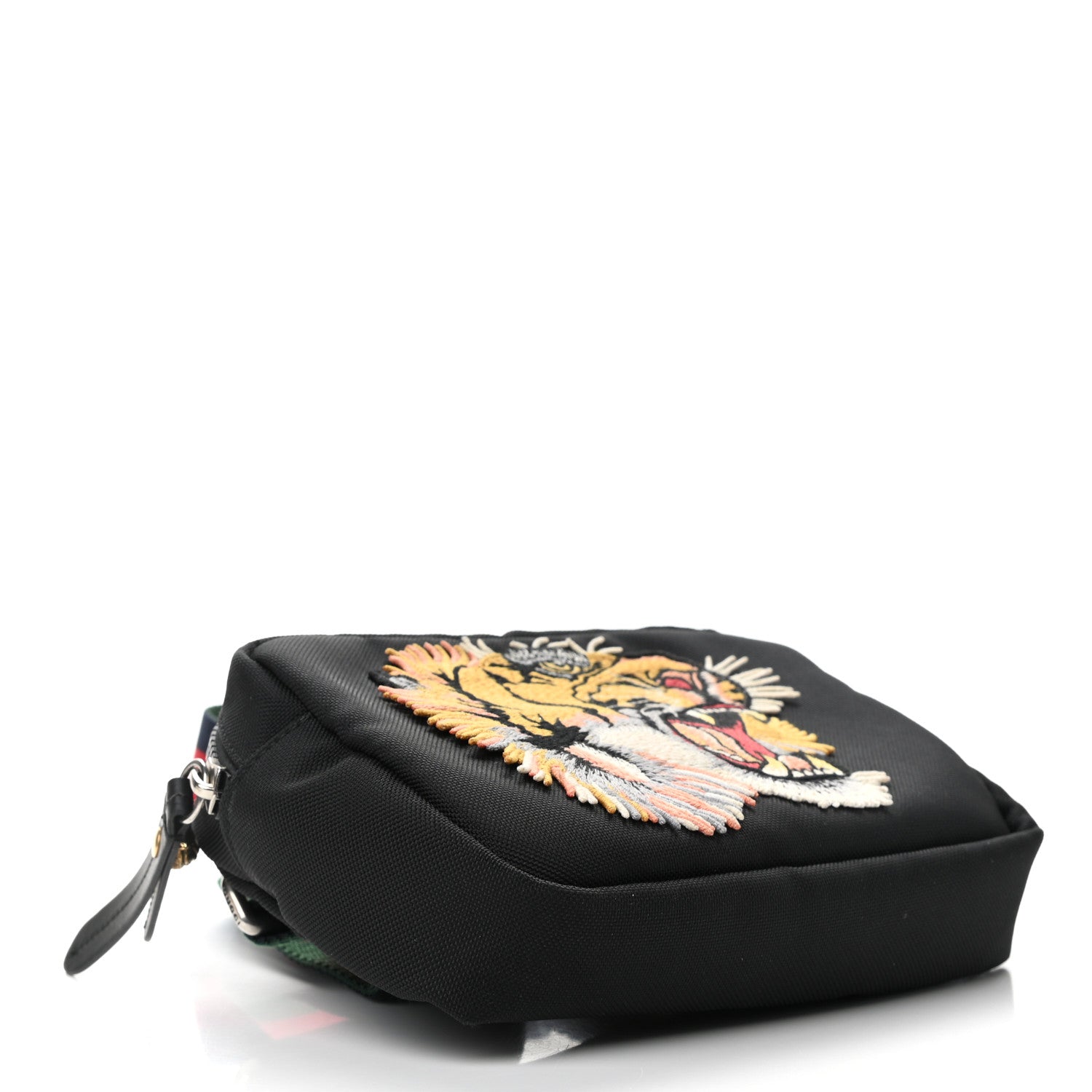 Gucci Canvas Web Tiger Embroidered Messenger Bag Black 3 of 9