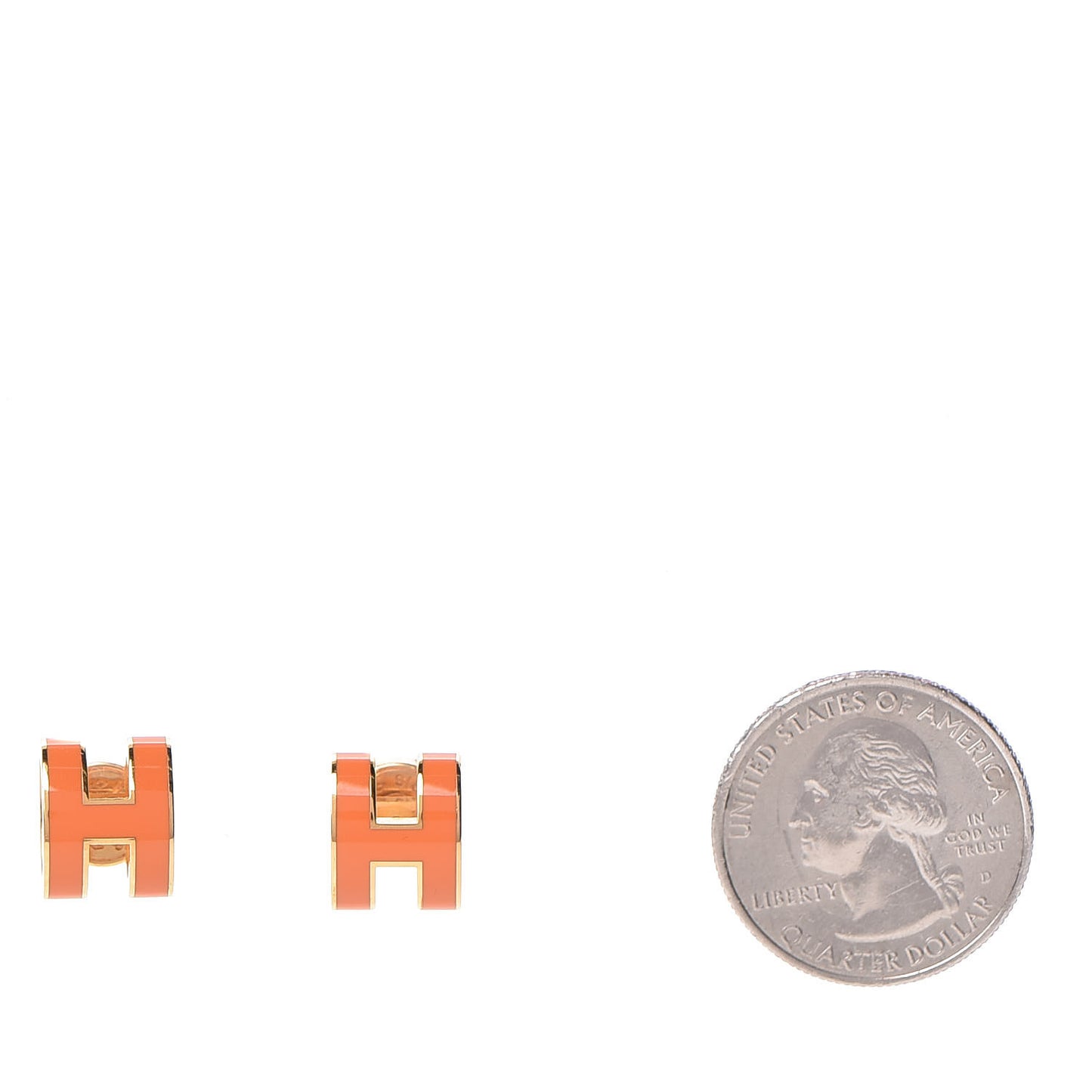 Gold Lacquered Pop H Earrings Orange