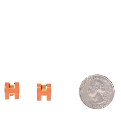 Hermes Gold Lacquered Pop H Earrings Orange 2 of 6