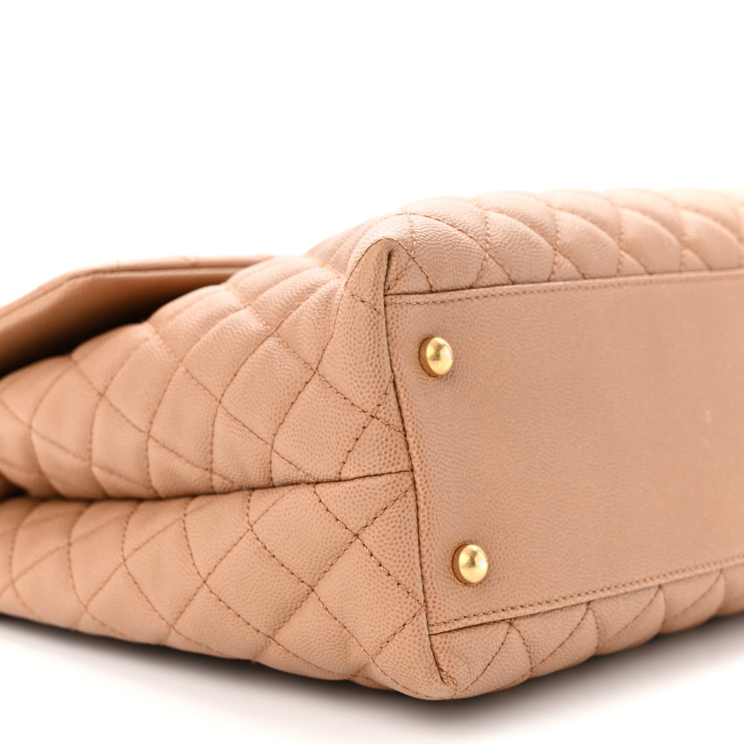 Caviar Lizard Quilted Large Coco Handle Flap Beige