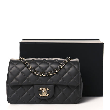 Chanel Lambskin Quilted Mini Rectangular Flap Dark Grey 11 of 11
