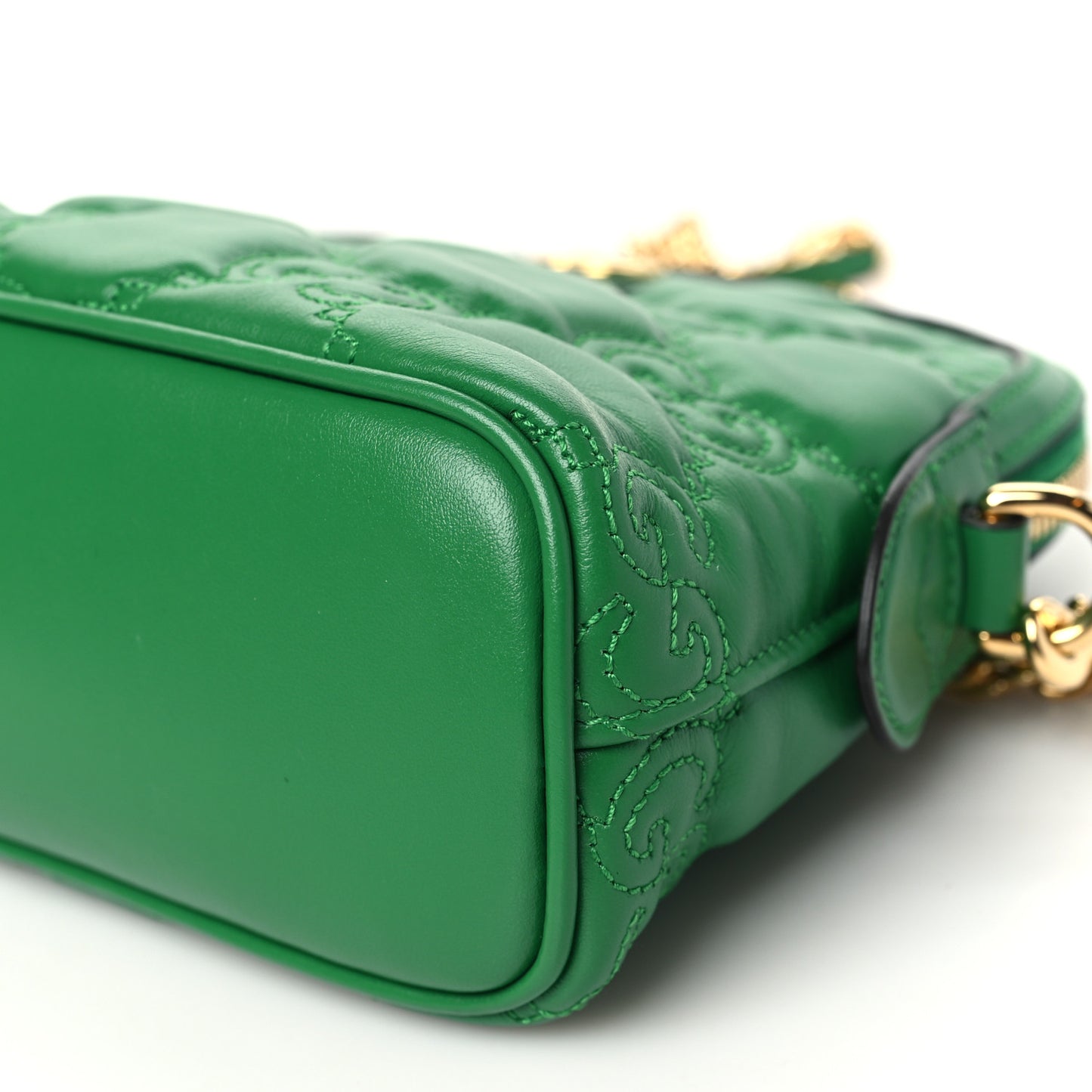 Calfskin GG Matelasse Small Dome Shoulder Bag Green Natural