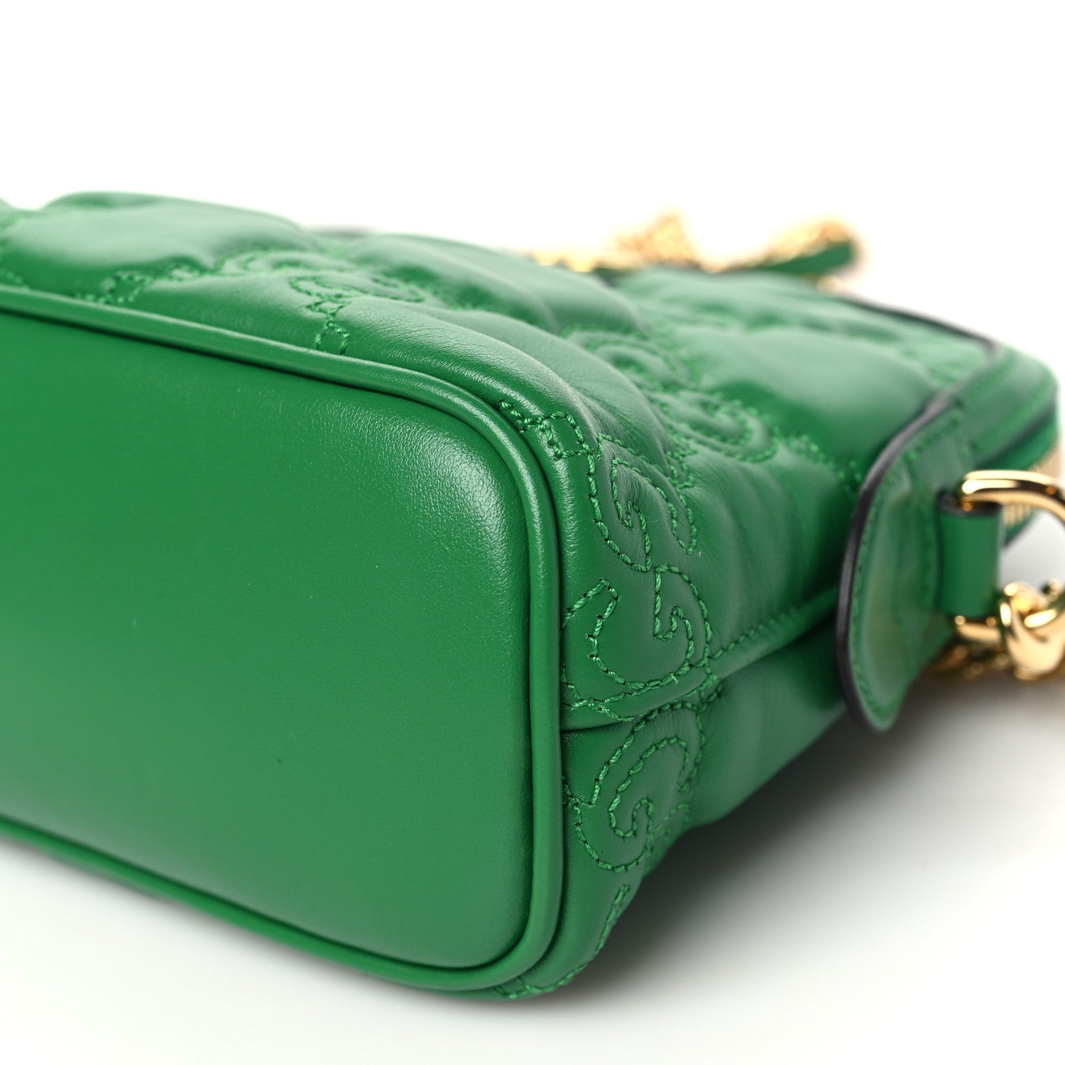 Gucci Calfskin GG Matelasse Small Dome Shoulder Bag Green Natural 10 of 10