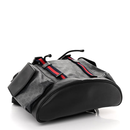 Gucci Soft GG Supreme Monogram Calfskin Web Double Buckle Backpack Black 4 of 10