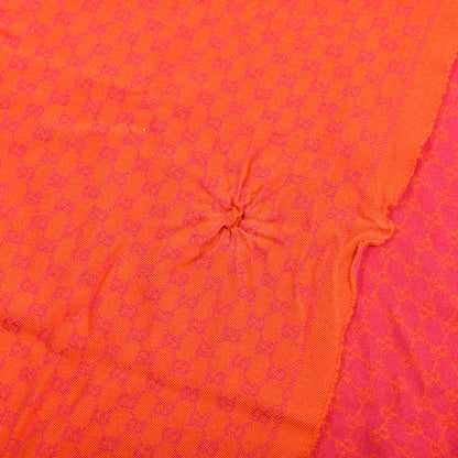 Gucci Wool GG Monogram Reversible New Sten Fringe Scarf Orange Pink 5 of 5