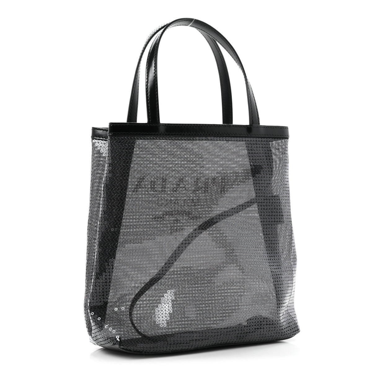 Sequin Rete Paillettes Small Tote Bag Black
