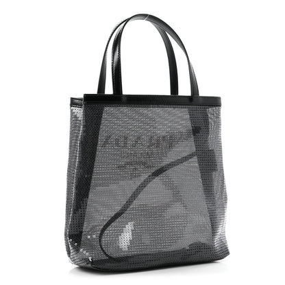 Prada Sequin Rete Paillettes Small Tote Bag Black 4 of 11
