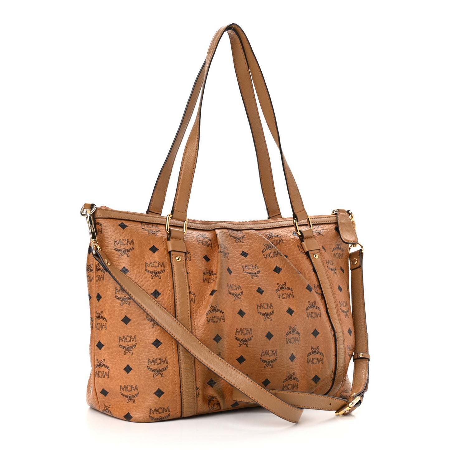 Visetos Studded Medium Essentials Shopper Tote Cognac