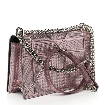 Christian Dior Metallic Patent Micro-Cannage Medium Diorama Flap Bag Pink 3 of 8