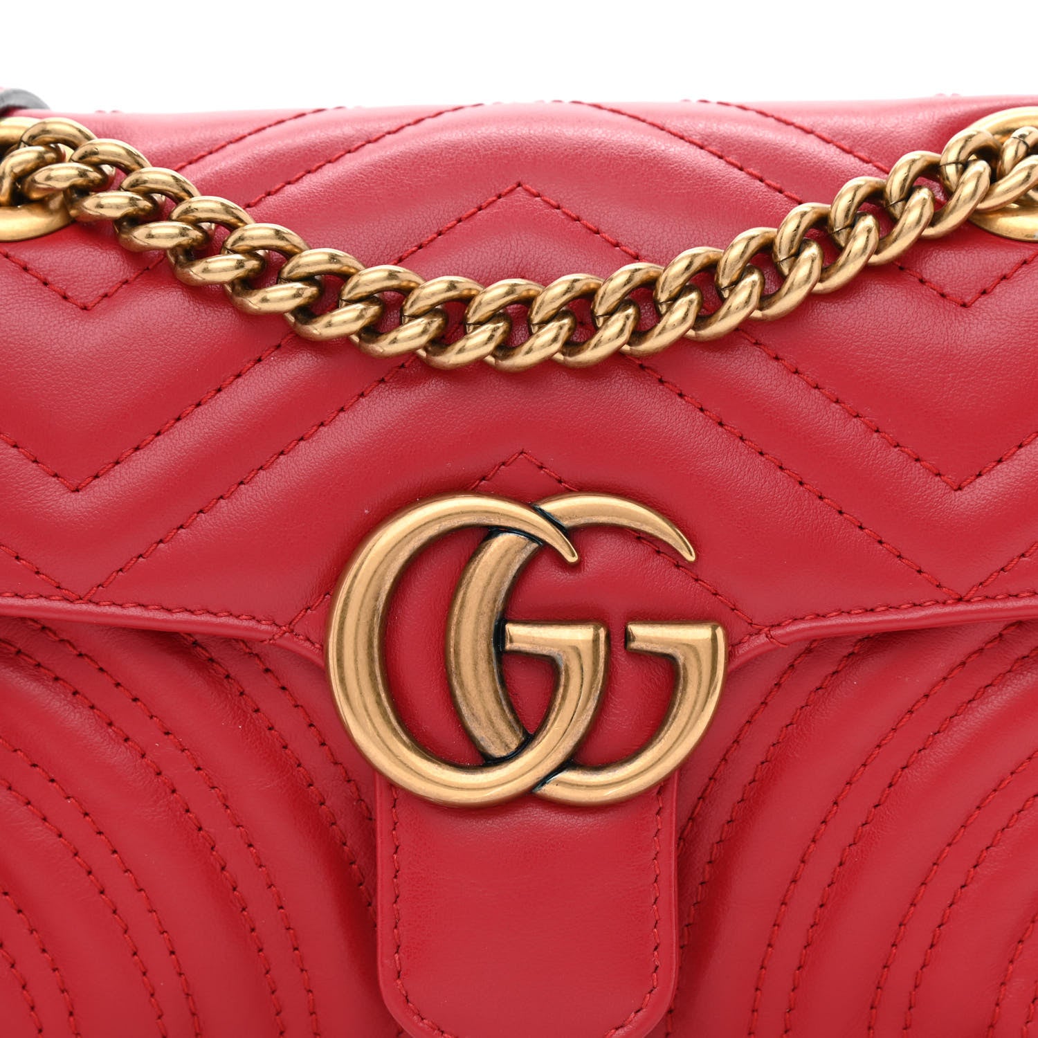 Gucci Calfskin Matelasse Mini GG Marmont Shoulder Bag Hibiscus Red 8 of 10