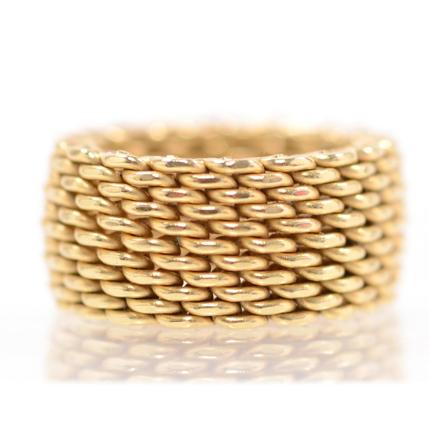 18K Yellow Gold Wide Somerset Mesh Ring 50 5.5