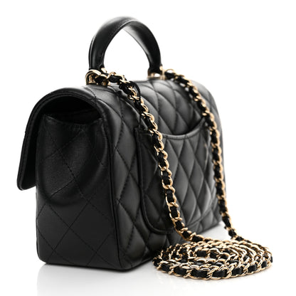 Chanel Lambskin Quilted Mini Top Handle Rectangular Flap Black 3 of 10