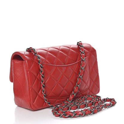 Chanel Lambskin Quilted Mini Rectangular Flap Red 3 of 14