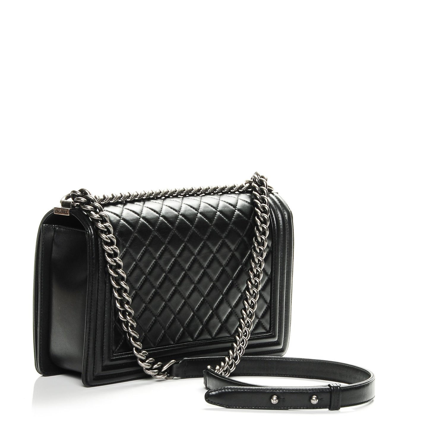 Lambskin Quilted New Medium Boy Flap Black