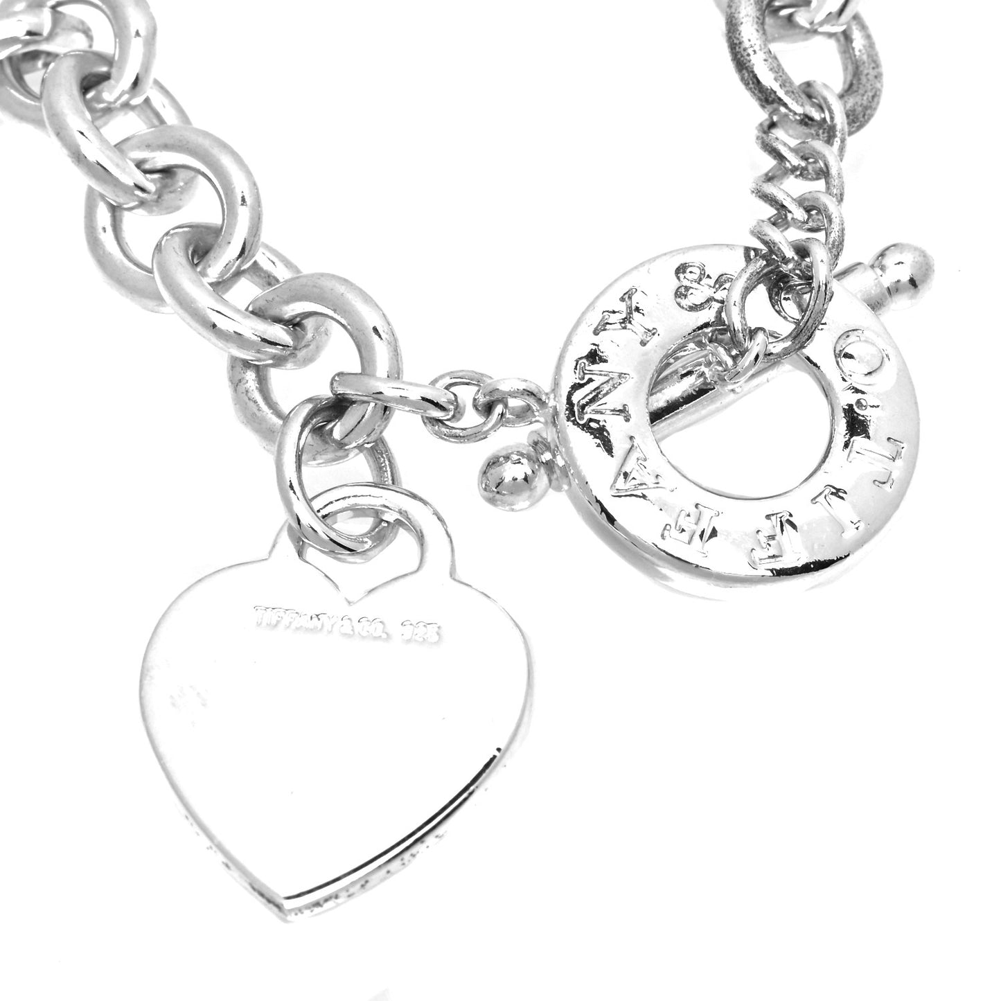Sterling Silver Heart Tag Toggle Necklace