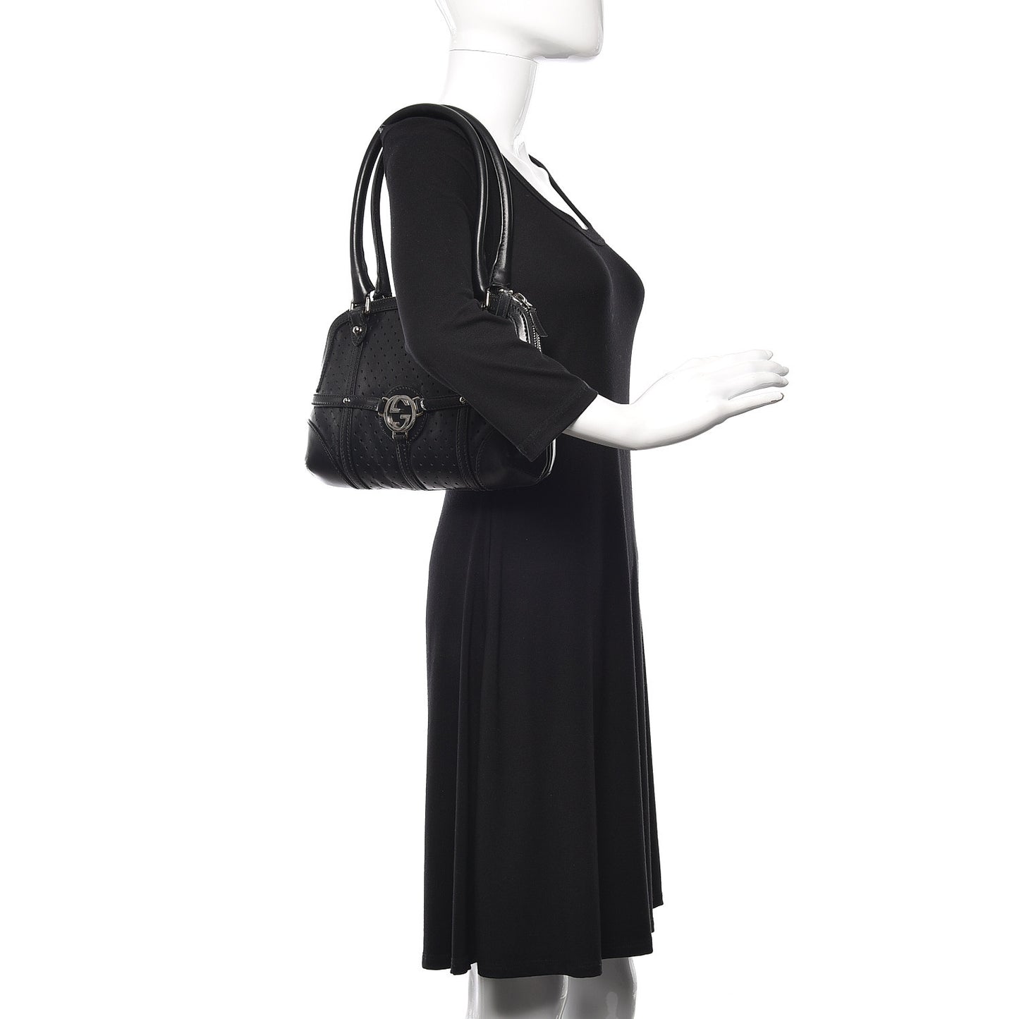 Perforated Calfskin Reins Tote Black