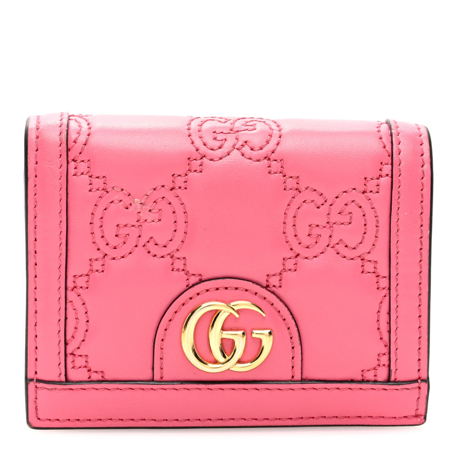 Gucci Calfskin GG Matelasse Card Case Wallet Rhodamine Pink 1 of 7