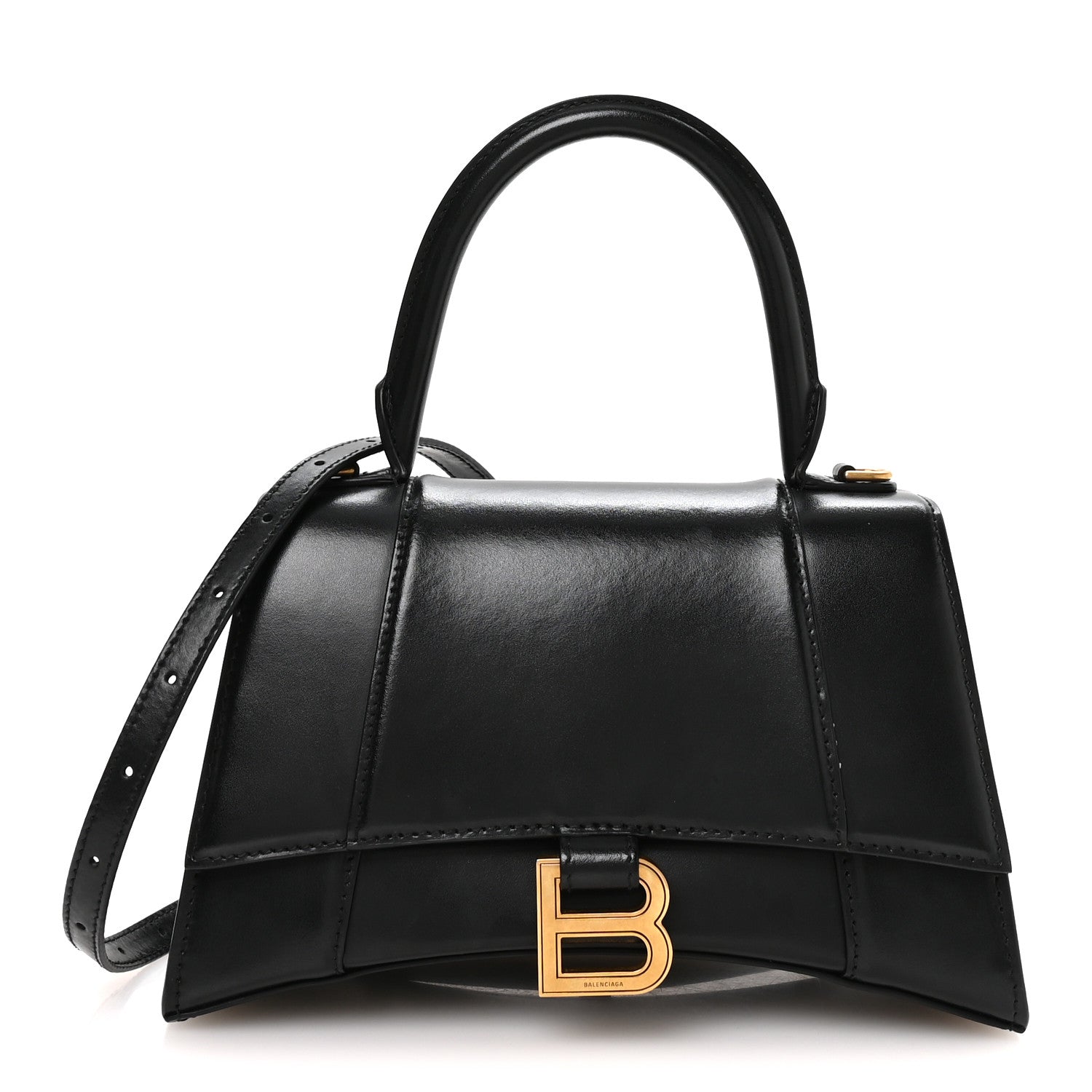 Balenciaga Shiny Box Calfskin Small Hourglass Top Handle Bag Black 1 of 11