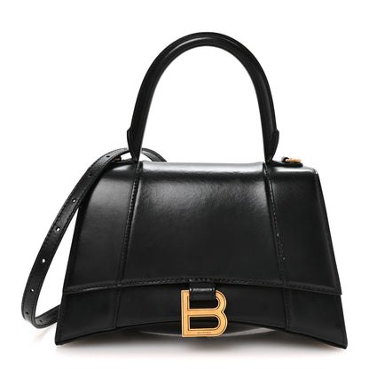 Balenciaga Shiny Box Calfskin Small Hourglass Top Handle Bag Black 1 of 11