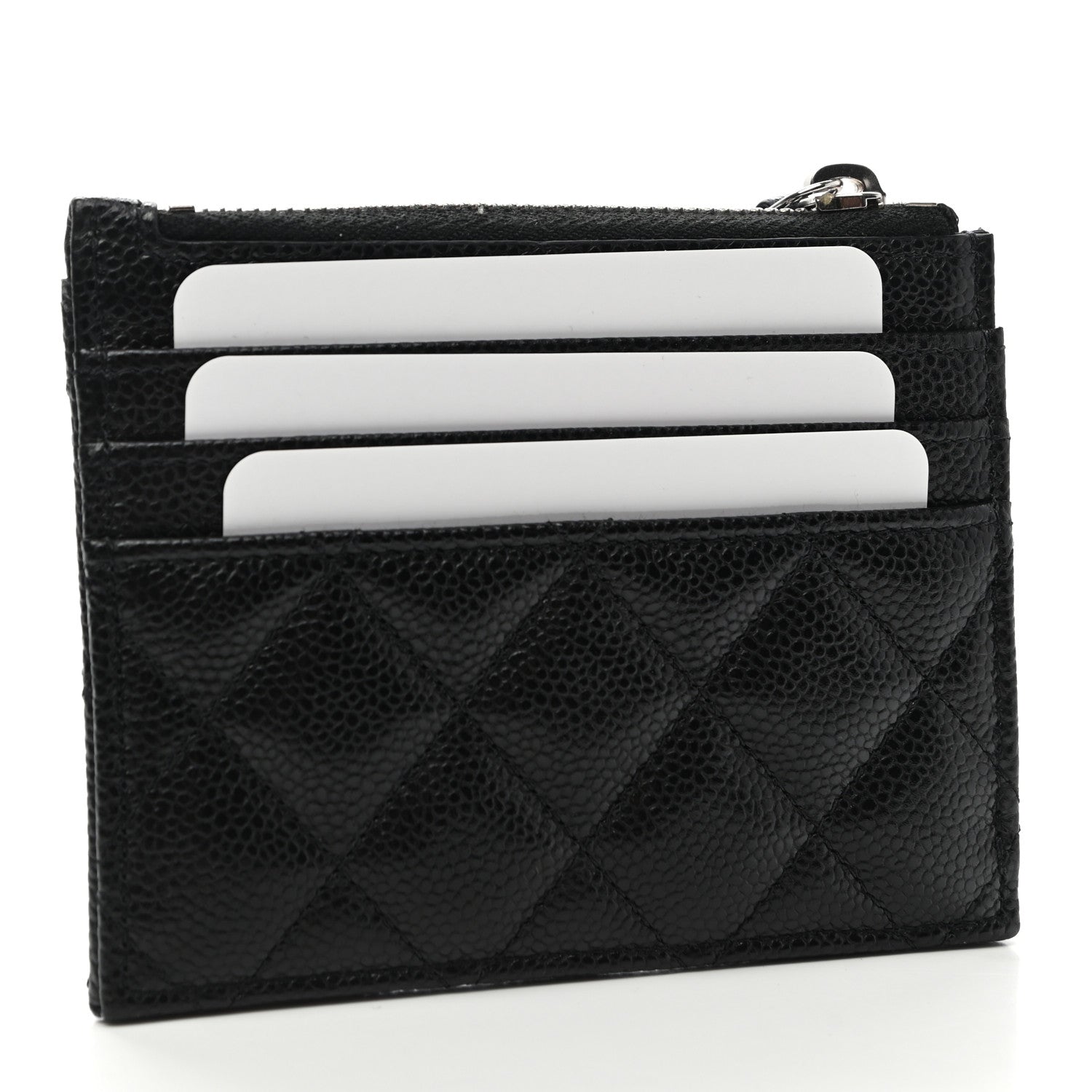Chanel Caviar Quilted CC Zip Card Holder Black 3 of 8