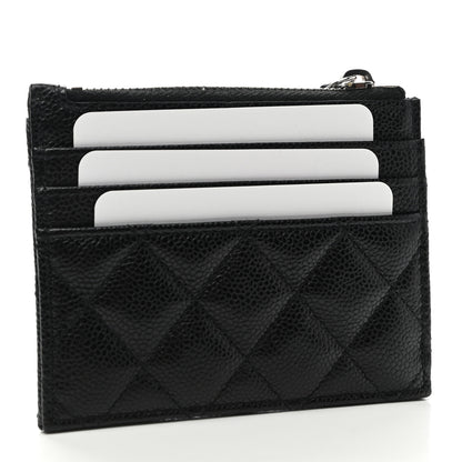 Chanel Caviar Quilted CC Zip Card Holder Black 3 of 8