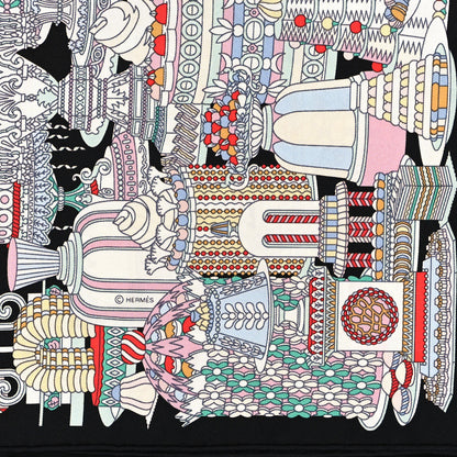 Hermes Silk La Patisserie Francaise Scarf 90 Black Menthol Multicolor 4 of 5