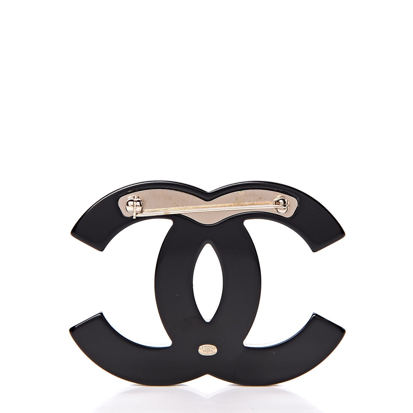 Resin Metal CC Brooch Blue Black