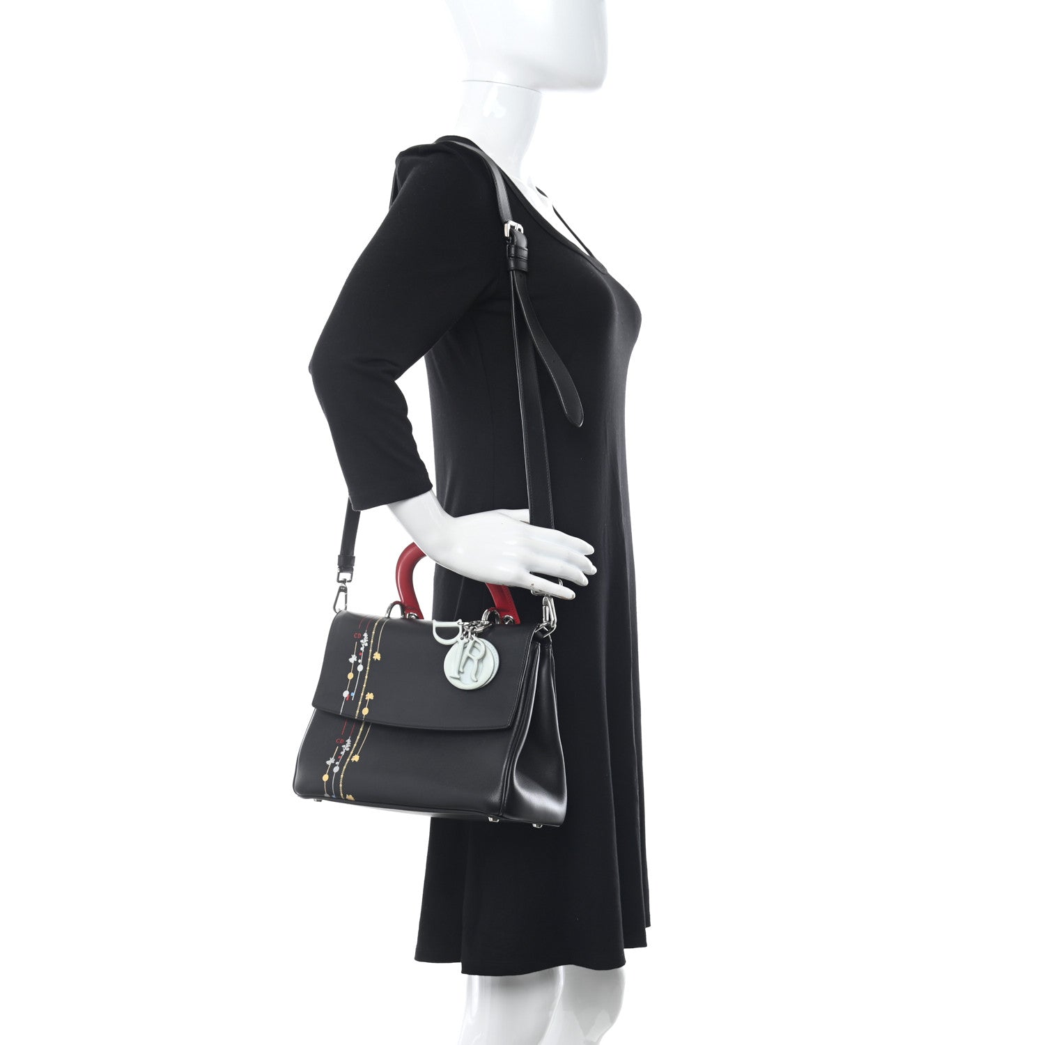 Christian Dior Smooth Calfskin Small Tri-Color Be Dior Flap Black Red White 2 of 17