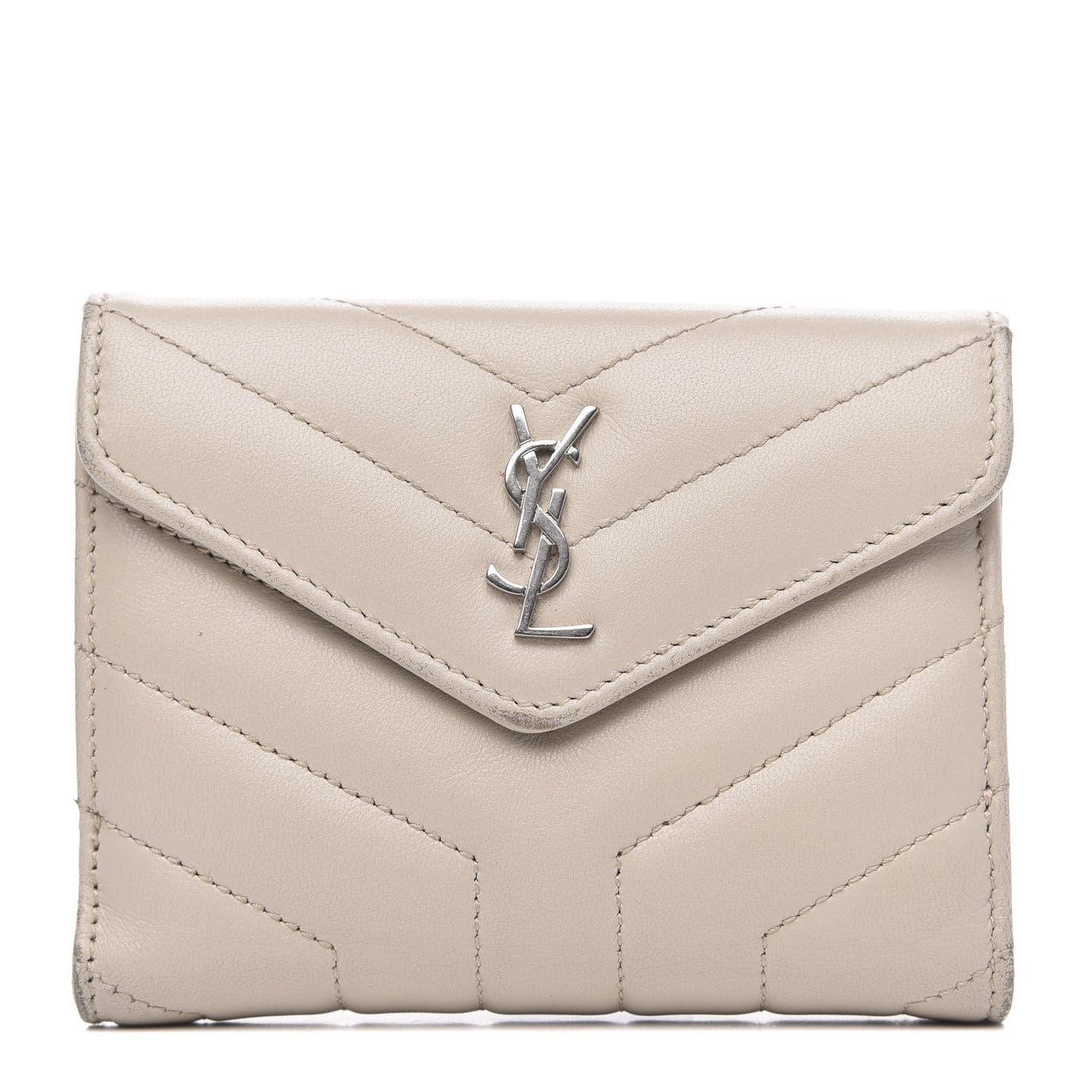 Lambskin Y Quilted Monogram Compact Loulou Wallet Nude Powder