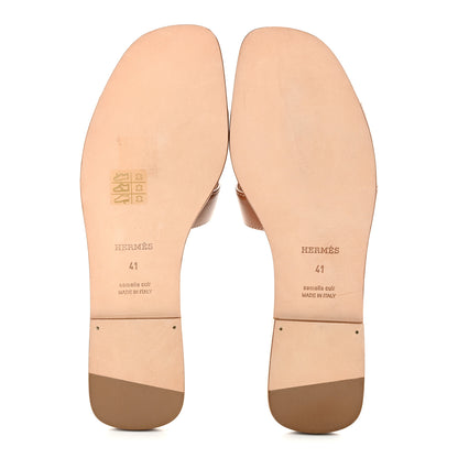 Hermes Box Calfskin Oran Sandals 41 Gold 6 of 10
