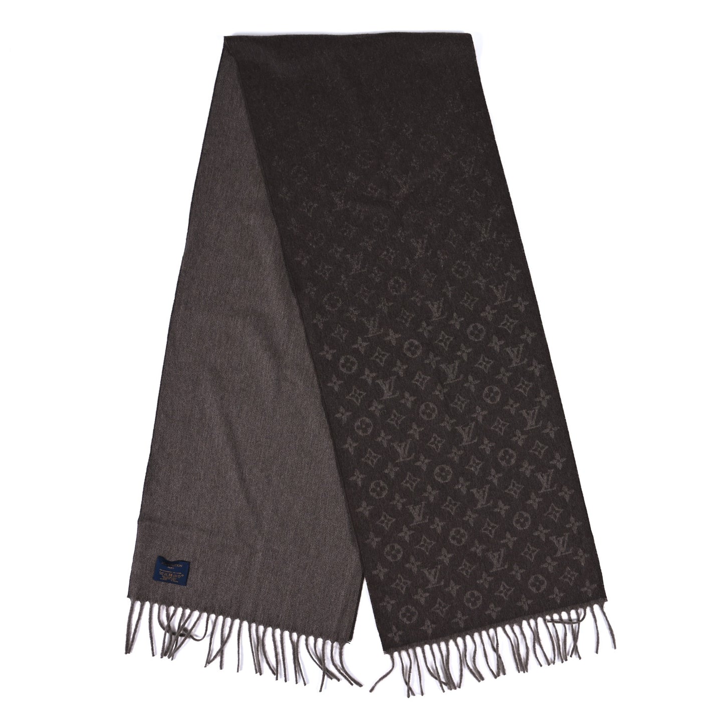 Cashmere Wool Monogram Gradient Scarf Noisette