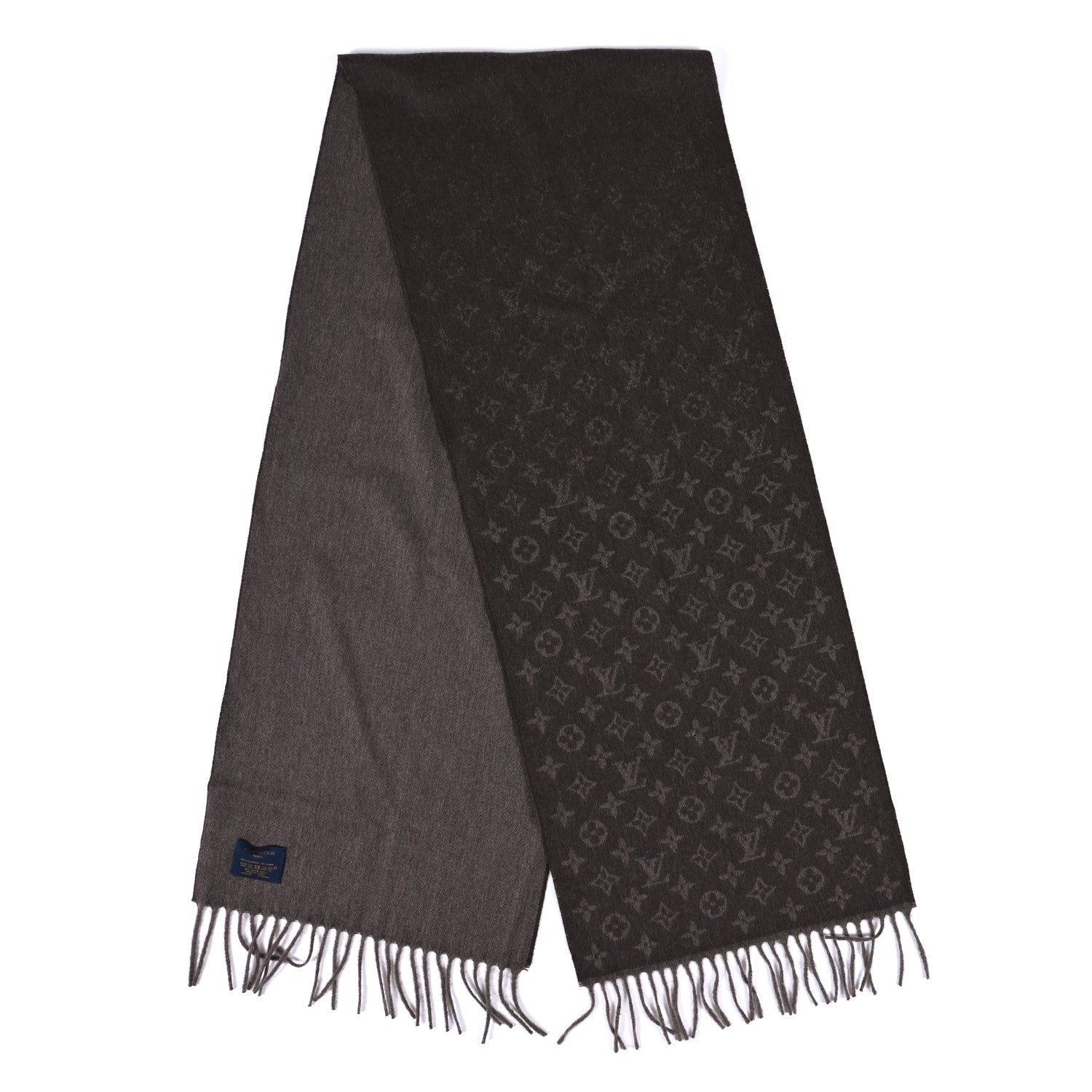Louis Vuitton Cashmere Wool Monogram Gradient Scarf Noisette 2 of 3