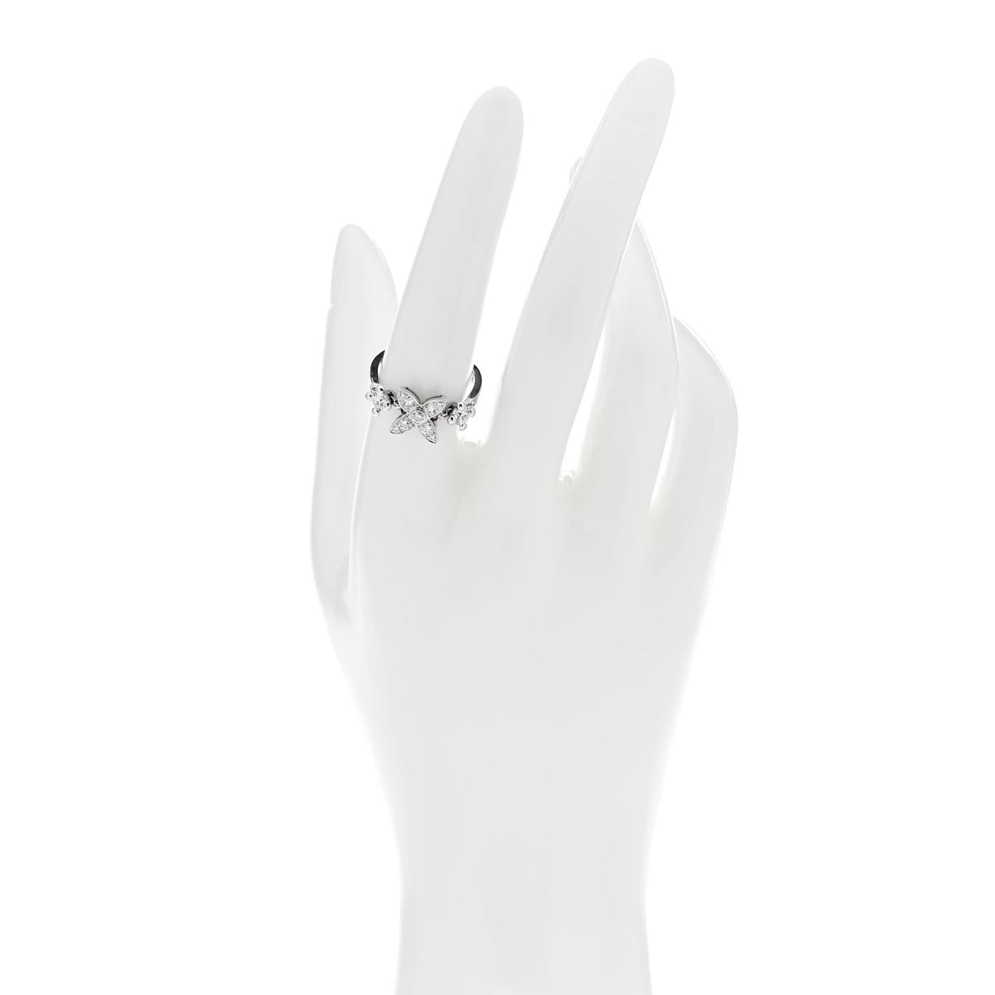 18K White Gold Diamond Blossom Chain Ring 53 6.5