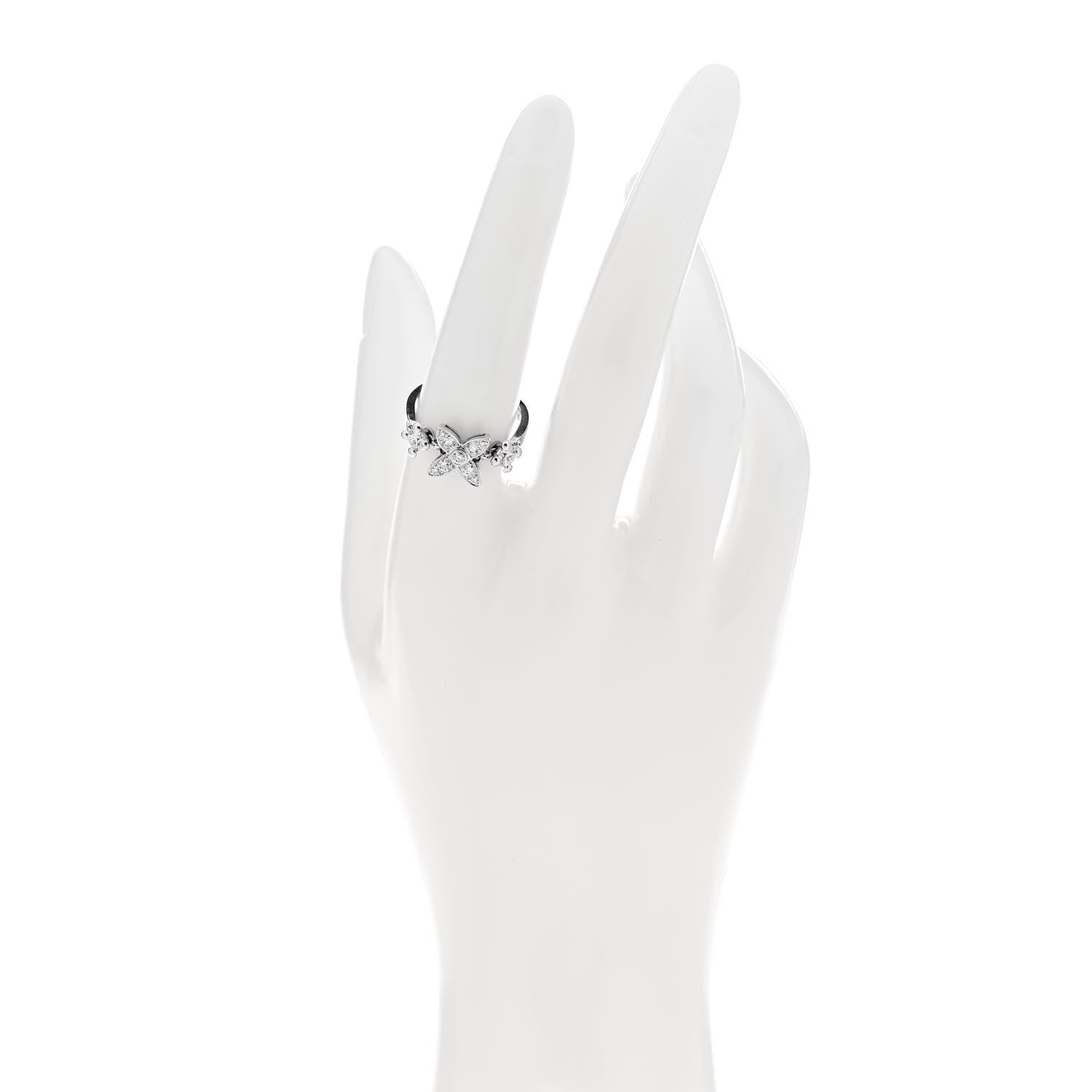 Louis Vuitton 18K White Gold Diamond Blossom Chain Ring 53 6.5 2 of 6