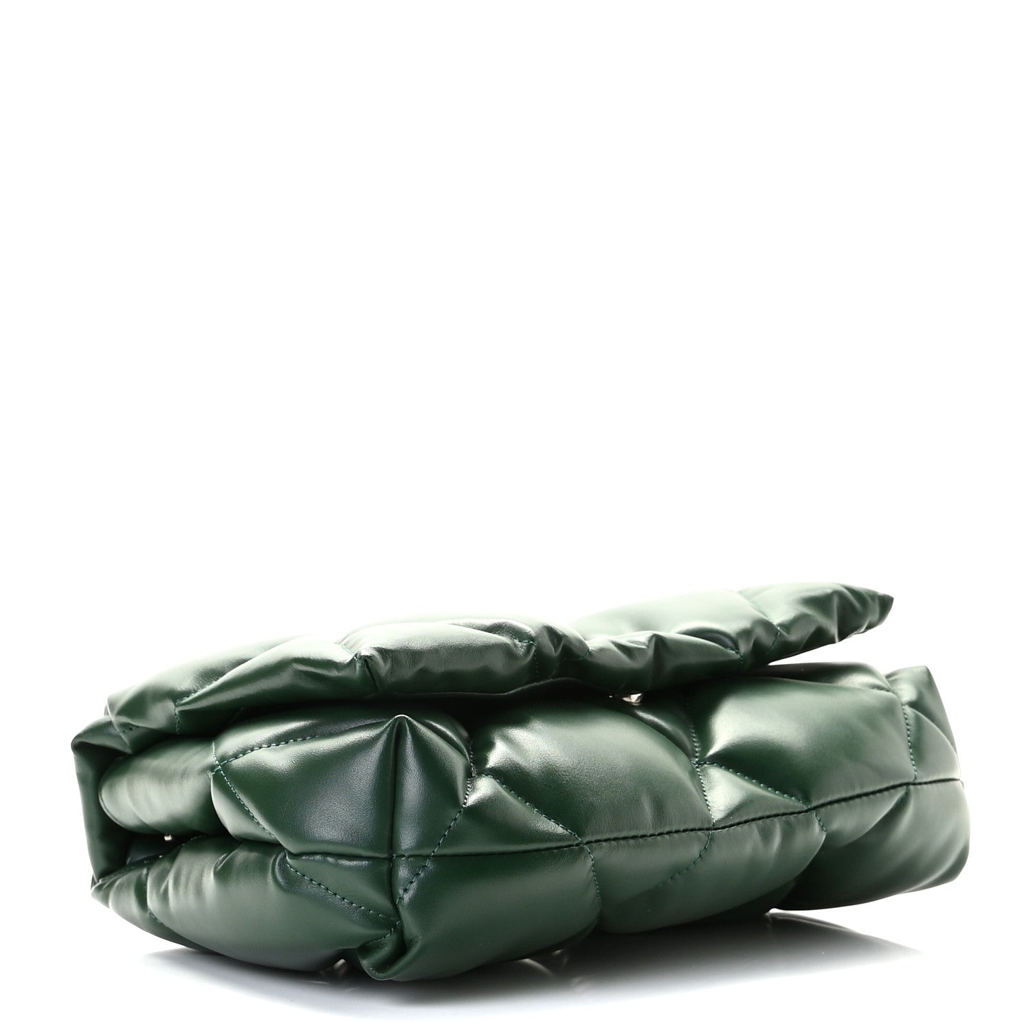 Balenciaga Nappa Calfskin Quilted Touch B Puffy Clutch Forest Green 4 of 9