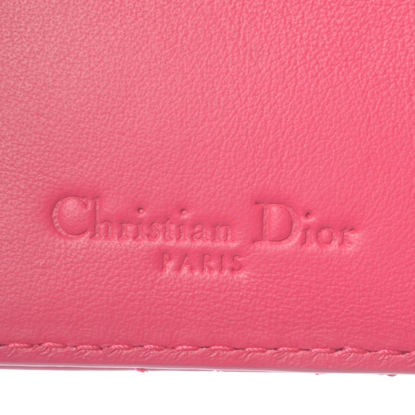 Patent Cannage Lady Dior Card Holder Fuchsia