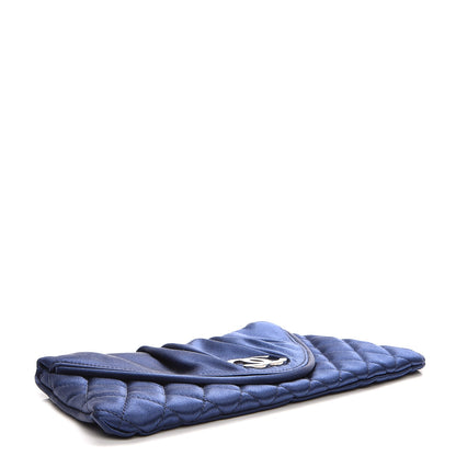 Chanel Satin Quilted Half Moon Clutch Blue 4 of 7