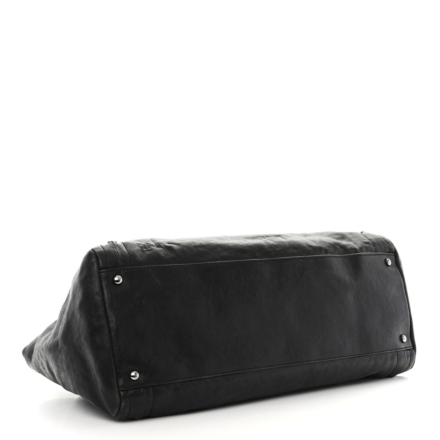 Glazed Calfskin East West Modern Chain Tote Black