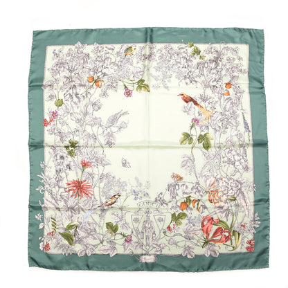 Gucci Silk Twill Wondergardenia Square Scarf Emerald 1 of 5