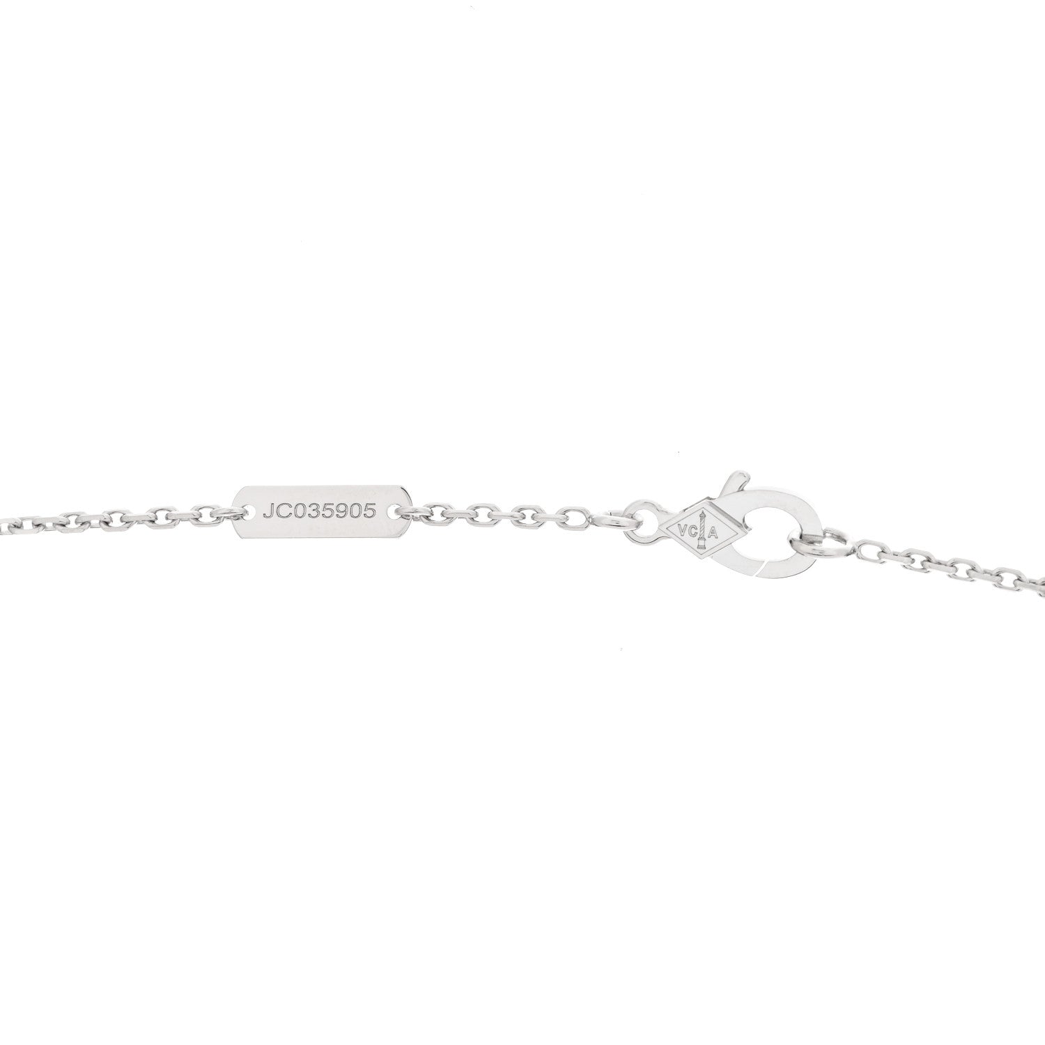 Van Cleef & Arpels 18K White Gold Diamond Guilloche Vintage Alhambra Pendant Necklace 3 of 6
