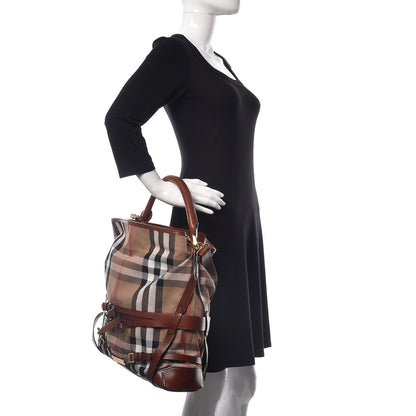 Burberry House Check Bridle Calfskin Medium Gosford Hobo Dark Tan 3 of 14