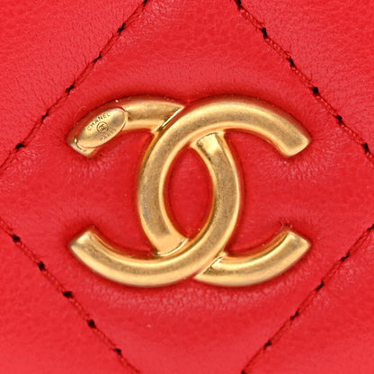 Chanel Lambskin Quilted Pearl Crush Clutch With Chain Red 12 of 13