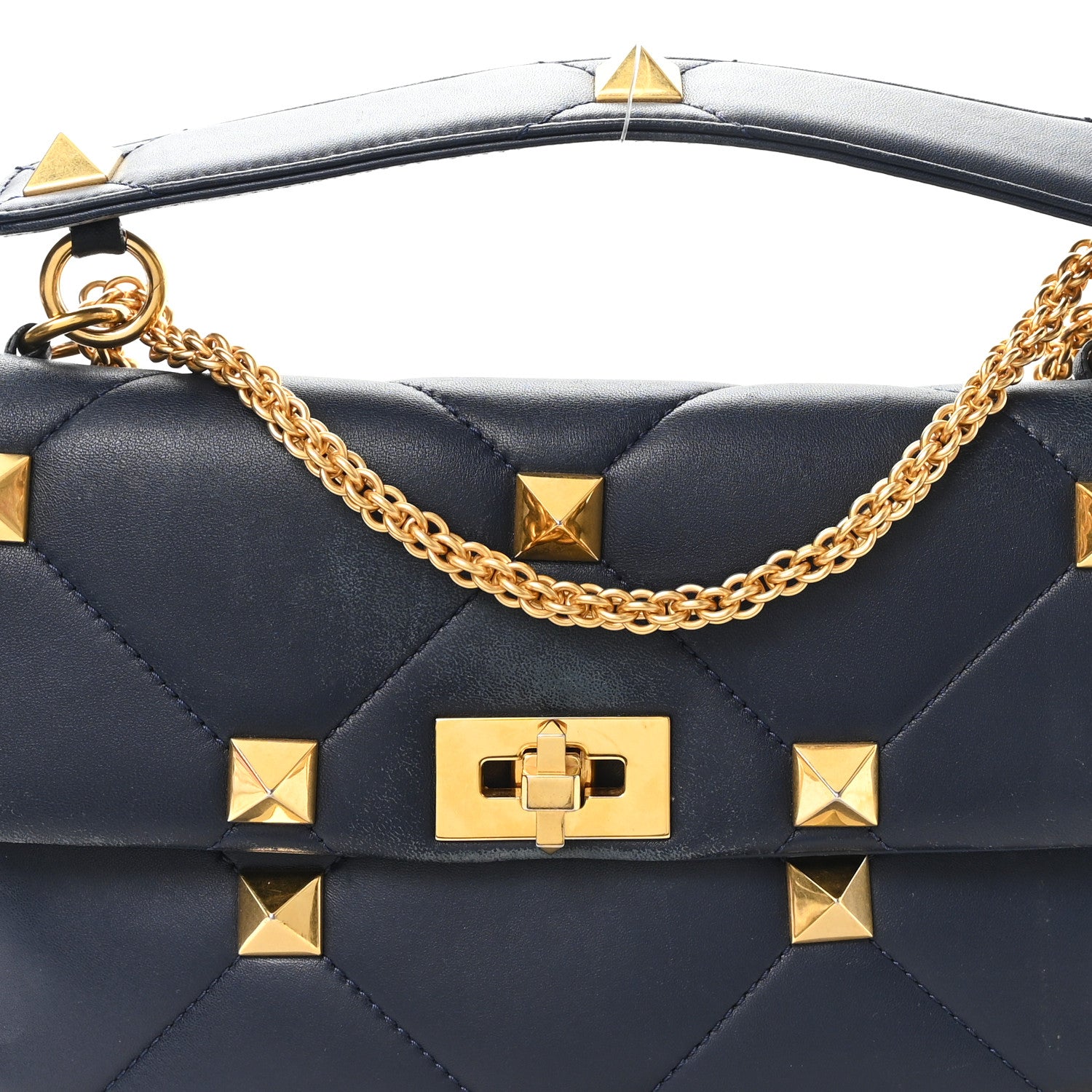 Valentino Garavani Nappa Large Roman Stud Shoulder Bag Marine 7 of 13