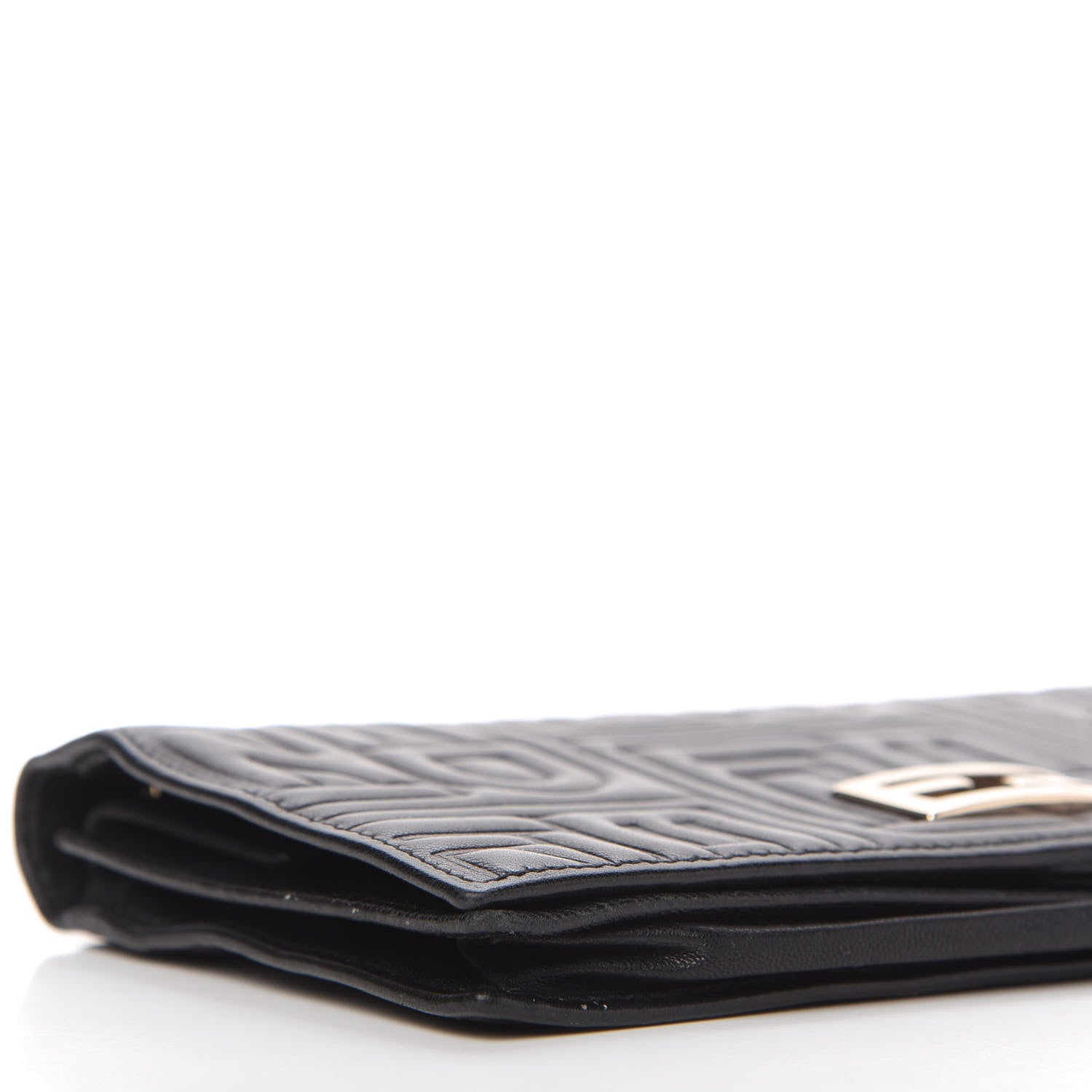 Fendi Nappa Logo Embossed Long Wallet On Chain Black 6 of 11