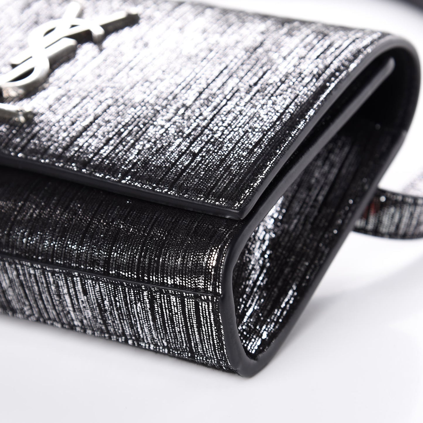 Metallic Lambskin Lame Kate Belt Bag Black Platine