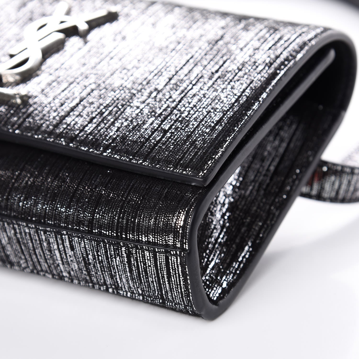 Saint Laurent Metallic Lambskin Lame Kate Belt Bag Black Platine 8 of 8